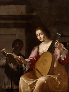 Woman Playing a Lute by Jean Daret