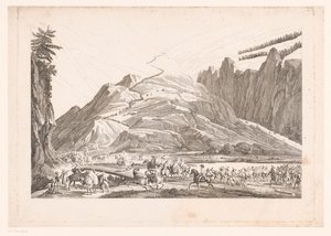 Mountain Landscape with Traveling Cavalry by Jean Duplessis Bertaux (attributed to)