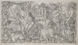Huntsman Presenting a Gift to a King by Jean Duvet