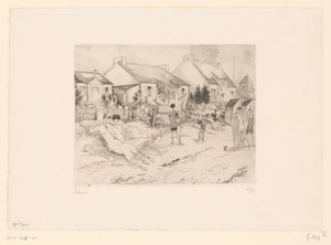 Resting Tennis Players on the Beach by Jean Emile Laboureur (signed by artist)