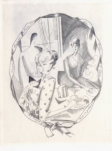 Illustration of two coquettes and a gentleman by Jean Emile Laboureur
