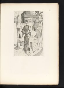 Man and Woman at a Newspaper Kiosk (original title: Le kiosque a journaux) by Jean Emile Laboureur
