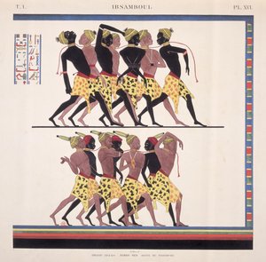 Interpretation of the frescoes at Ibsambul depicting Nubian slaves, from "Monuments of Egypt and Nubia" by the artist, c.1835