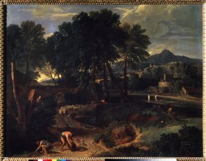 Landscape with a Flock of Sheep on Road