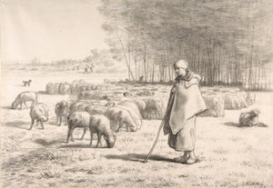A Shepherdess with Her Flock