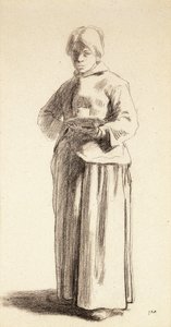 A Standing Woman Holding a Cup