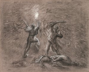 Hunting Birds by Torchlight by Jean Francois Millet