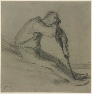 Seated Peasant Resting on a Hoe by Jean Francois Millet