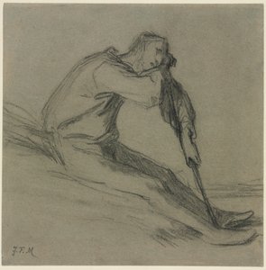 Seated Peasant Resting on a Hoe by Jean Francois Millet