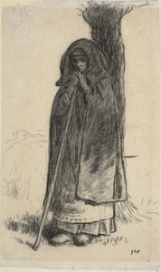 Shepherdess Leaning Against a Tree by Jean Francois Millet