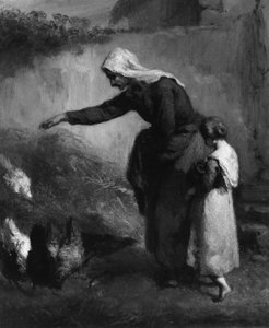Woman Feeding Chickens