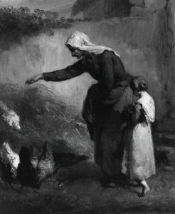 Woman Feeding Chickens