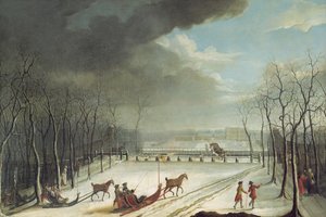 The Prince of Conde Hunting in a Sleigh by Jean Francois Perdrix