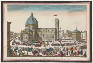 View of the Florence Cathedral with a Procession on Corpus Christi