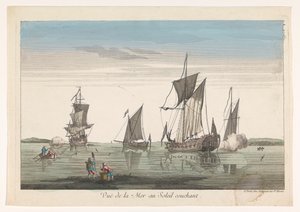 Seascape with Ships and Boats at Sunset