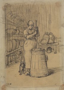 Study for Woman Churning Butter by Jean Francois Millet