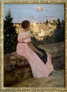 Pink Dress or View of Castelnau le Lez (Portrait of Therese des Hours)