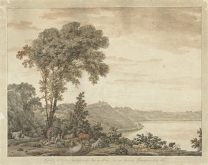 View of Castel Gandolfo and Lake Albano by Jean Grandjean