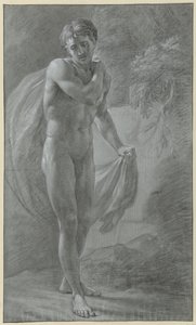 Standing Male Nude with a Cloth, Front View by Jean Grandjean