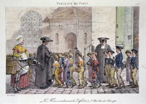 Ancien Metier de Rue in Paris: Les Freres Driving the Children to Saint Nicolas des Champs, Ecole Catholique by Jean Henri Marlet