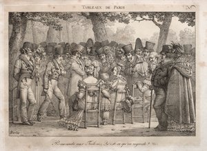 Scenes of Paris: Promenade in the Tuileries. What are they looking at? by Jean Henri Marlet