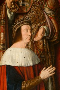 Duke Peter II of Bourbon (detail). Triptych of the Master of Moulins by Jean Hey