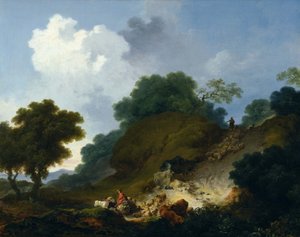 Flock of Sheep Descending the Hill