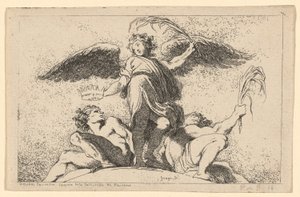 Angel Holding a Palm and a Crown by Jean Honoré Fragonard after Annibale Carracci