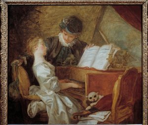 La lecon de musique. Painting by Jean-Honore Fragonard (1732-1806)