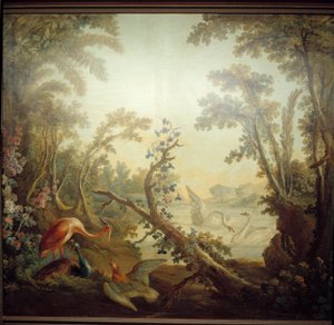Marteau lounge sign: swan landscape. Jean Baptiste Huet and Jean Honore Fragonard by Jean Honore Fragonard