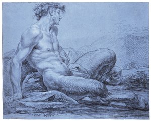 A Seated Faun by Jean II Restout