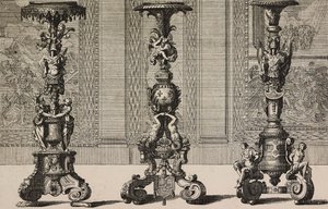 Large Bronze Candlesticks, Engraving by Jean Berain by Jean I  Berain