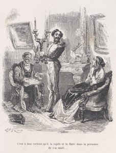 It is good that he coaxes and flatters her in front of her husband. from the Little Miseries by Jean Ignace Isidore Gérard