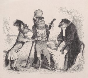 The Wolf pleading against the Fox, in front of the Monkey by Jean Ignace Isidore Gérard