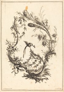 Ornament with a Peacock by Jean Jacques Avril I after Jean Baptiste Pillement