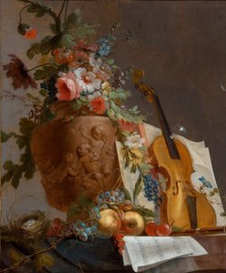 Still Life with Flowers and a Violin, c. 1750