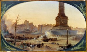 Revolution of 1848: View of the Place de la Bastille and the Barricade of the Entrance of the Faubourg Saint Antoine on 25/06/1848