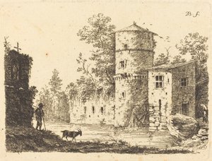 Ancient Tower with a Water Mill by Jean Jacques de Boissieu