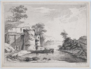 Old Towers on a River Bank, 1763 by Jean Jacques de Boissieu