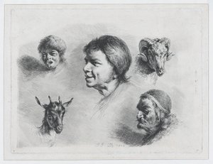 Study of Five Heads by Jean Jacques de Boissieu