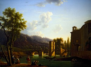 View of a Bridge at Sora by Jean Joseph Bidault