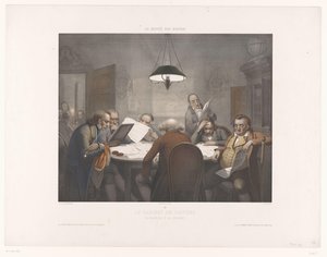 Reading Room with Men Reading at a Round Table by Jean Julien Jacott
