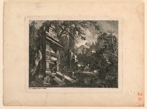 Architectural Fantasy with Tomb and Ruins, Plate from "Rovine Inventione de Giovan. Loren, Legeay Architet. Intagliate da lui stesso in Luce 1768" by Jean Laurent Legeay