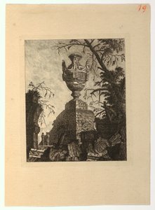 Pyramide Surmounted by a Monumental Vase, from "Collection of Various Subjects of Vases, Tombs, Ruins and Fountains, Useful to Artists..." by Jean Laurent Legeay
