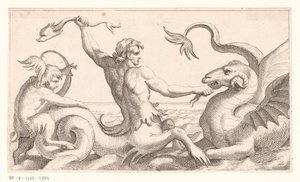 Triton Fighting a Sea Monster by Jean Lepautre (attributed to)