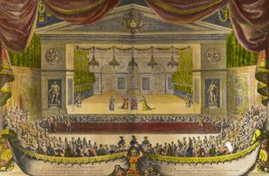 Representation of the Imaginary Invalid in Versailles. The play by Moliere in front of the cave of Thetis in the gardens of Versailles in the presence of King Louis XIV