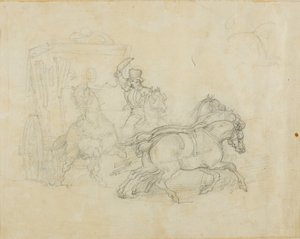 A Stagecoach Drawn by Five Horses by Jean Louis André Théodore Géricault