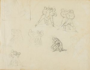 Seven Sketches of Pairs of Boxers or Wrestlers by Jean Louis André Théodore Géricault