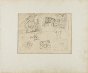 Sketches of Goats by Jean Louis André Théodore Géricault