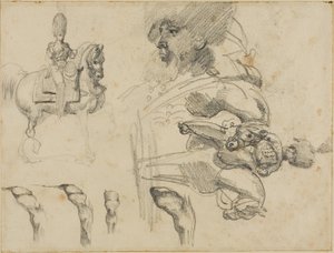 Sketches of Horses, Soldiers, and Hooves by Jean Louis André Théodore Géricault